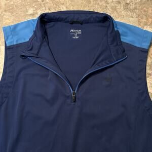 Masters Tech Jacket Mens Large Blue Quarter Zip Vest Windbreaker Augusta Golf
